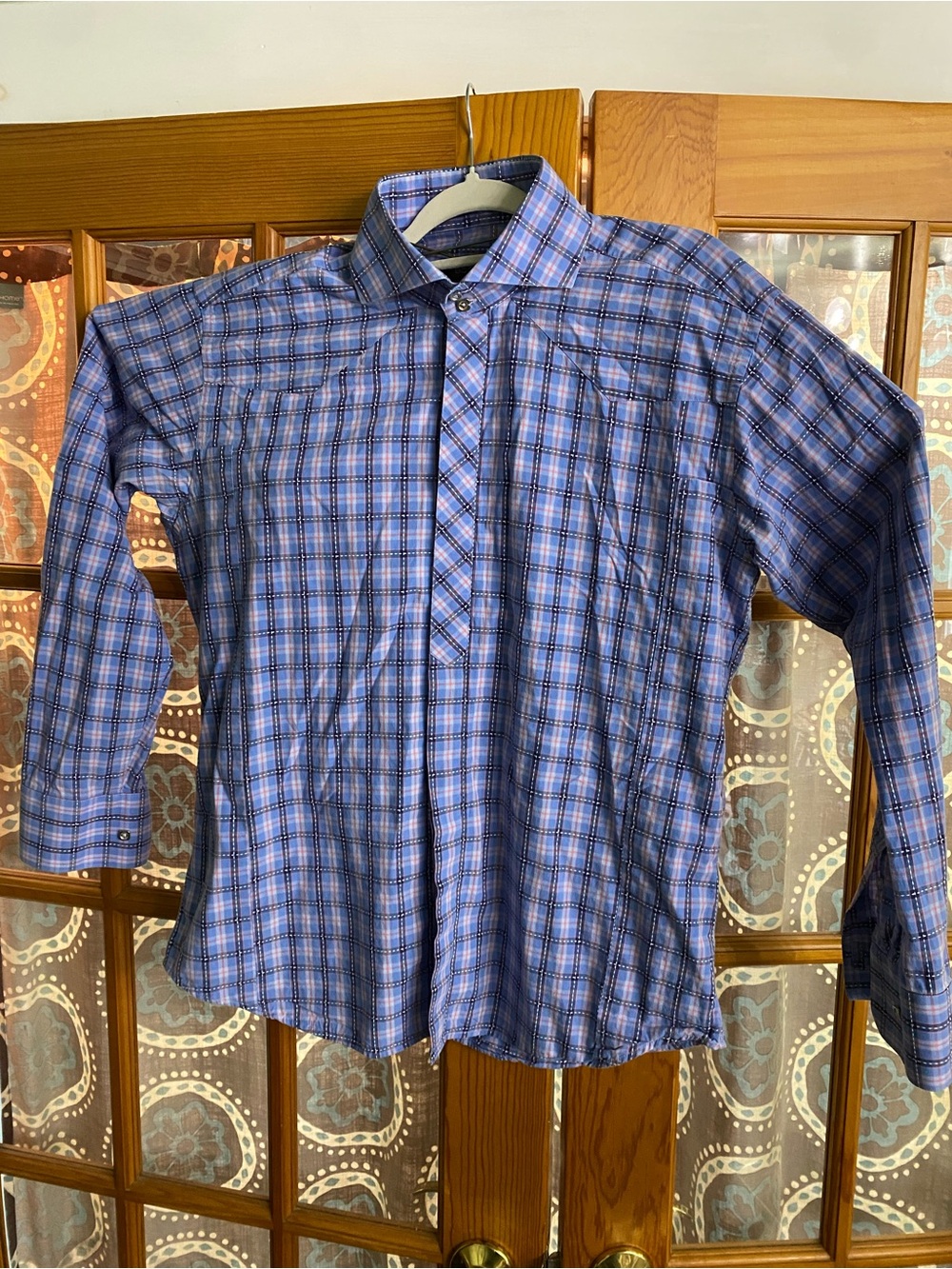 Bogosse Men's Size 5 Blue Plaid Long-Sleeve Shirt